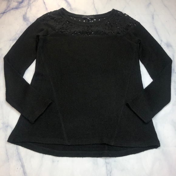 Sanctuary Black Lace Yoke Pullover Sweater - Picture 4 of 8